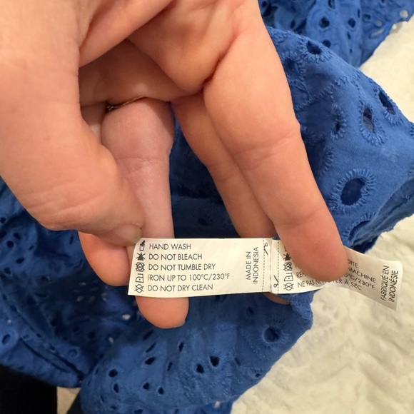 Poupette St Barth Blue Eyelet coverup with Tassels and pleating flutter sleeves - Picture 7 of 11